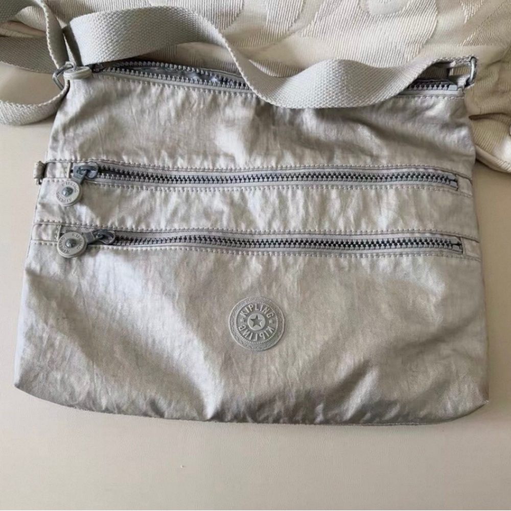 Kipling Metallic Gray Crossbody Bag